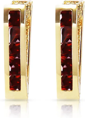 Vista 3 de Galaxy Gold GG Pendientes Huggie ovalados de oro macizo de 14 quilates de 1.3 quilates granate, Metal Gema, Granate