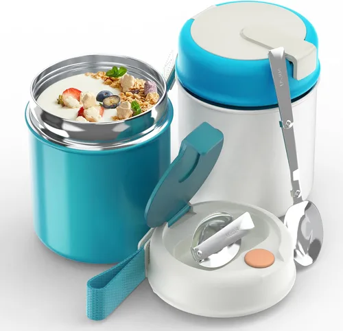 Vista 9 de Termo para comida caliente para niños, 15.8 onzas, recipiente de sopa a prueba de fugas, tarro de comida aislado de boca ancha con cuchara plegable