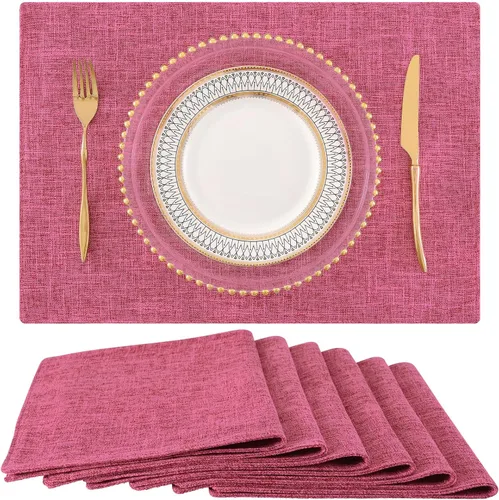 Vista 45 de homing - Juego de 4 manteles individuales de algodón y lino, manteles de tela lavables para mesa de comedor de estilo rústico para interiores y Negro