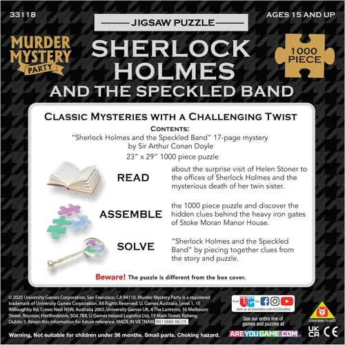 Vista 3 de Rompecabezas clásico de misterio Bepuzzled - Sherlock Holmes, 1000