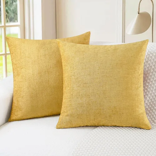 Vista 11 de CaliTime - Paquete de 2 fundas de almohada acogedoras para sofá, decoración del hogar, felpilla suave teñida sólida, 16 x 16 pulgadas, marrón Marrón