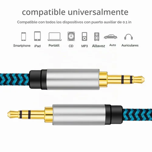 Vista 9 de Cable auxiliar de 5 pies/4.9 ft, cable de audio trenzado de nailon de 0.138 in, cable auxiliar macho a macho para automóvil, para auriculares