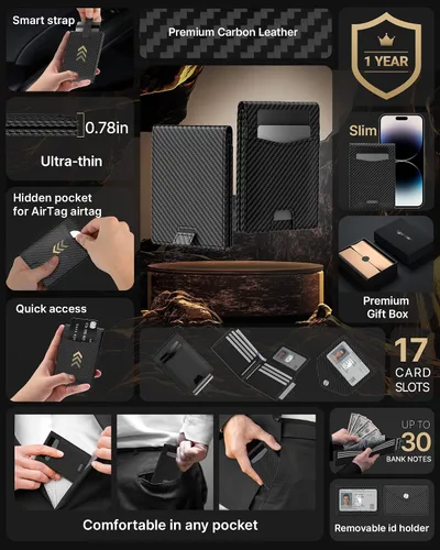 Vista 2 de typecase Cartera delgada plegable, Fibra de carbono mate., Slim Stealth Bifold (3 modos)