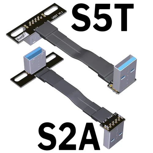 Vista 2 de ADT-Link - Cable de extensión USB 3.0 tipo A macho a USB A hembra, 90 FPV, delgado, plano, suave, flexible, FPC (2.0 in, S2A-S5T)