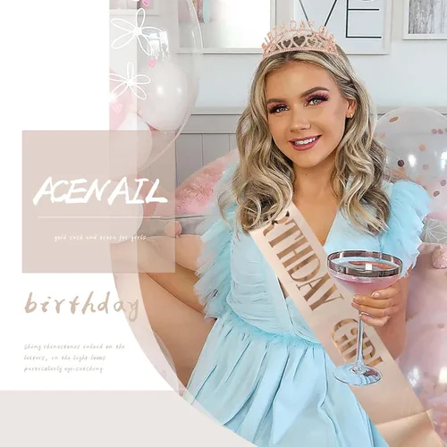 Vista 4 de Acenail Corona de cumpleaños para niña, banda de cumpleaños, tiara de cumpleaños para niñas, coronas de cumpleaños con diamantes de imitación