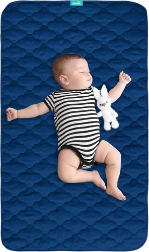 Vista 7 de Almohadillas de entrenamiento para ir al baño para niños pequeños, protector de colchón de cuna impermeable para almohadilla de humectación, Blanco