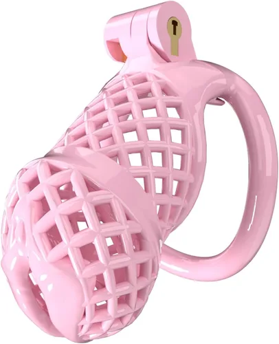 Vista 5 de Jaula de castidad masculina ligera, dispositivos de castidad de resina, juguete sexual para adultos para hombres, llave de bloqueo, anillos de 5
