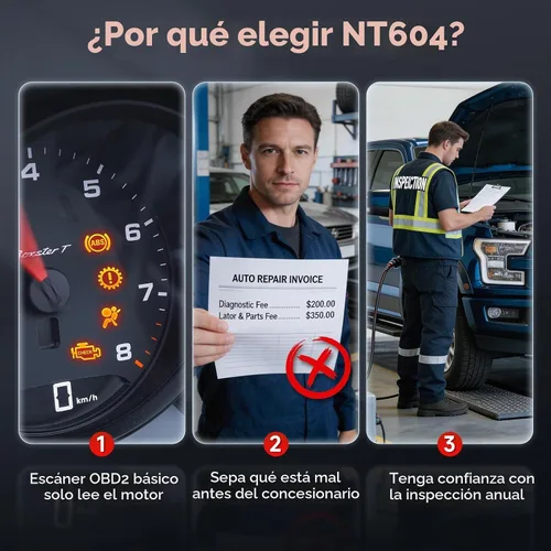 Vista 2 de Transmisión del ABS SRS del escáner NT604 Elite OBD2 del escáner del coche de FOXWELL Check Engine Code Reader for Cars and Trucks, Diagnostic