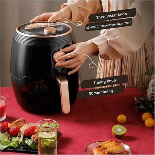 Vista 4 de Freidora de aire - 100℉ a 450℉ 3.7L Horno caliente Cocina Fácil Pantalla Táctil Precalentar Negro