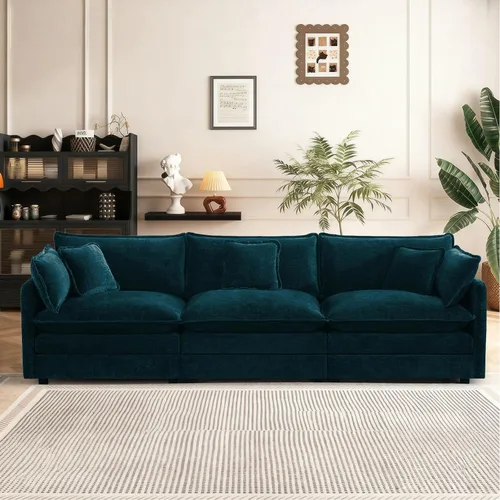 Vista 90 de Sofá seccional modular convertible de 76.7", sofás de dos plazas de chenilla con asiento profundo y cojines tipo loveseat para sala de estar, Beige