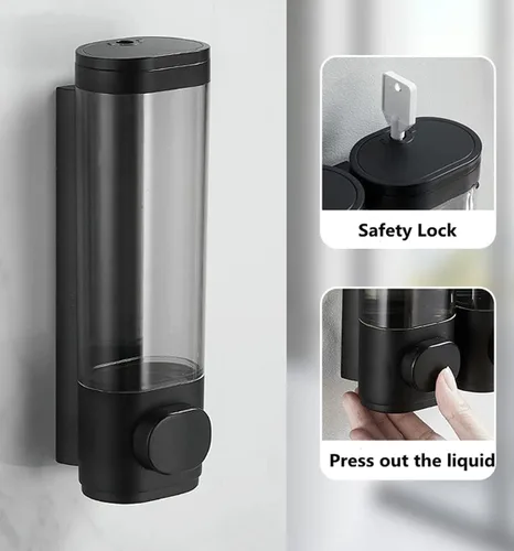 Vista 4 de Dispensador de jabón de 1 cámara para montaje en pared, dispensador de bomba de ducha de baño de 13.5 fl oz, dispensador de jabón de ducha de loción