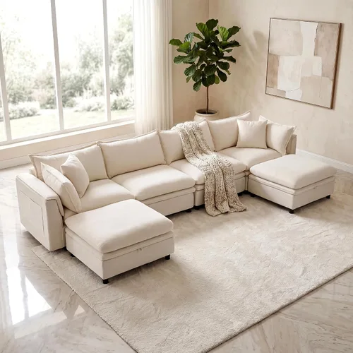 Vista 17 de Sofá modular modular de 113.4 pulgadas con otomana de almacenamiento Gris