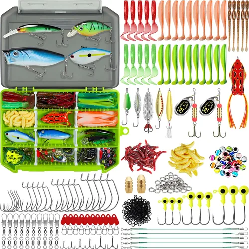 Vista 9 de TRUSCEND Complete Fishing Lures - Tackle Box with Tackle Included - Crankbaits, Minnows, Frogs, Vibes, Poppers, Spinners, Spoons, Soft Baits, Hooks