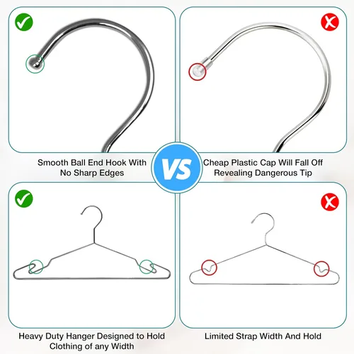 Vista 4 de Lujoso juego de perchas de metal resistente con diseño único de gancho, perchas duraderas y resistentes para abrigos, 4mm de grosor, soporta 25