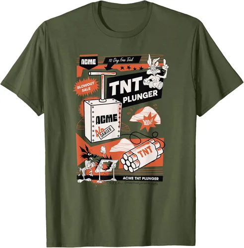 Vista 29 de Looney Tunes Wile E. Coyote - Camiseta de émbolo TNT, Blanco, S
