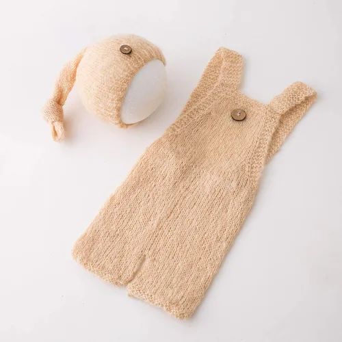 Vista 3 de Vemonllas Accesorios de fotografía para recién nacidos trajes de bebé con sombrero de mohair para sesión de fotos accesorios de punto hecho a mano