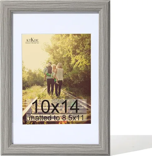 Vista 103 de KTKDE Portarretratos gris de 8 x 10 pulgadas con paspartú extraíble para fotos de 5 x 7 pulgadas, vidrio real para portarretratos de 8 x 10