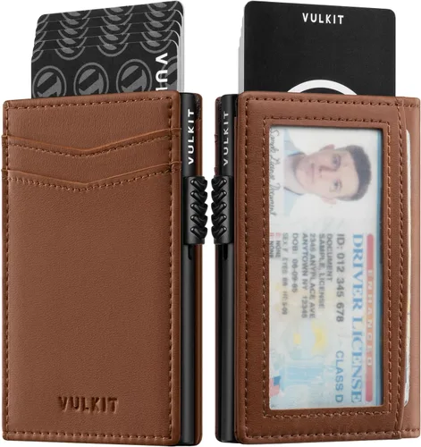 Vista 63 de VULKIT Billeteras delgadas para hombre, con bloqueo RFID, diseño minimalista con capacidad para hasta 11 tarjetas, Negro -, Minimalista