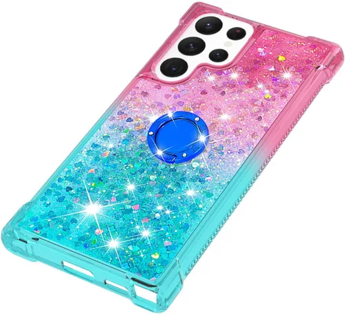 Vista 6 de Funda para Samsung Galaxy S22 Ultra, Gradient Quicksand Series Glitter Bling Flowing Liquid Flotante TPU Bumper Cushion Reforzado Corners Women