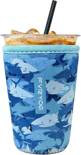 Vista 88 de Fundas de neopreno reutilizables aisladas para café helado, fundas para tazas de café helado, fundas para bebidas heladas y calientes