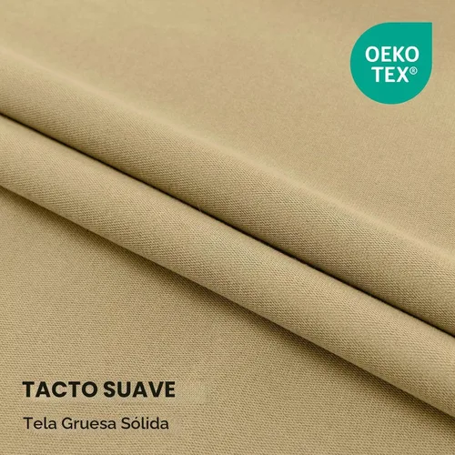 Vista 4 de Joydeco Cortinas opacas beige de 72 pulgadas de largo, cortinas 100% opacas para dormitorio, bolsillo para barra y pestañas traseras, aislamiento