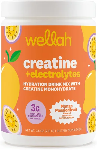 Vista 13 de Wellah Creatina + electrolitos en polvo (Blue Hawaii) 30 porciones - Mezcla de bebida de hidratación con 0.11 onzas de monohidrato de creatina
