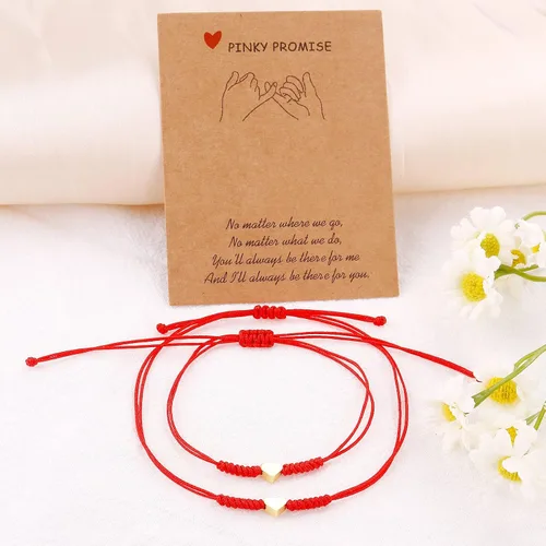 Vista 9 de Regalos para el día de la madre para mamá, hilo rojo, para madre e hija, juego de 2 pulseras de corazón a juego para mamá y yo, pulsera roja
