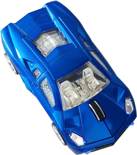 Vista 8 de Ratón inalámbrico, ratón deportivo para automóvil con faros LED, receptor USB, mouse inalámbrico en forma de coche para computadoras, laptop, Mac
