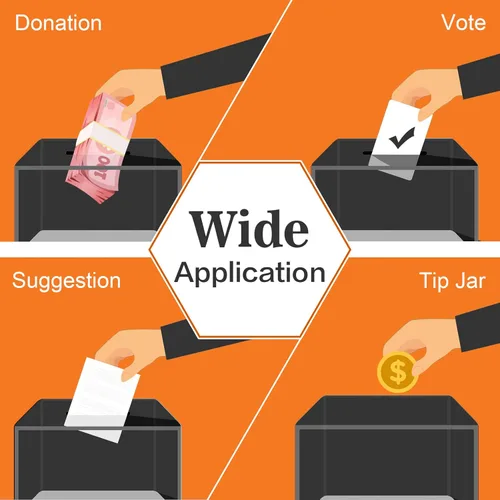 Vista 5 de KYODOLED Caja negra para donaciones para recaudación de fondos, caja de sugerencias con cerradura y llave, caja de rifas para boletos con soporte