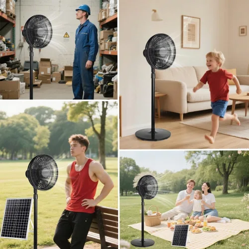 Vista 8 de Ventiladores solares de piso de 16 pulgadas, ventilador de exterior con panel solar, ventiladores de pedestal para habitación, ventilador de piso