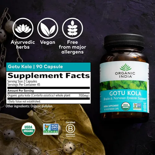 Vista 6 de Cápsulas de Gotu Kola de Organic India (90 cápsulas)
