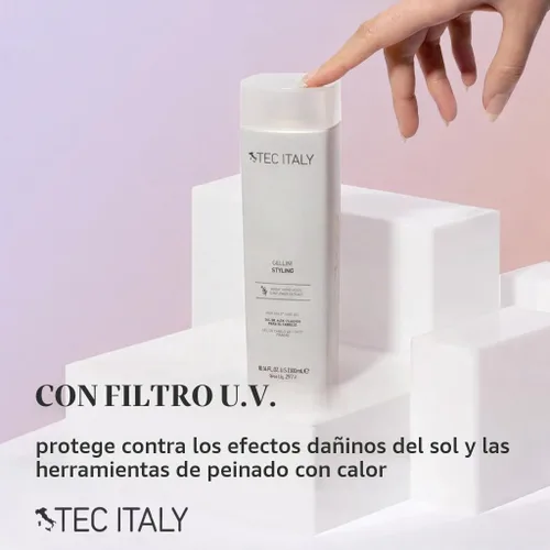 Vista 5 de Tec Italy Gellini Gel de peinado de alta sujeción para todo tipo de cabello, control fuerte de larga duración, añade brillo, fórmula sin alcohol