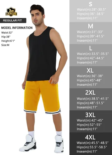 Vista 6 de JWM Pantalones cortos de baloncesto para hombre, de 11 pulgadas, de malla larga, atléticos, para gimnasio, entrenamiento, deportes, con bolsillos