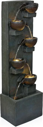 Vista 13 de Alpine Corporation ZEN398 - Fuente de agua moderna de 3 niveles para exteriores de 35 pulgadas, elegante fuente de suelo rústica para jardín, patio