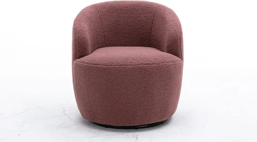 Vista 27 de Silla giratoria decorativa, moderna silla tapizada de barril con respaldo ergonómico y cojín cómodo, sillón individual de ocio para sala de estar