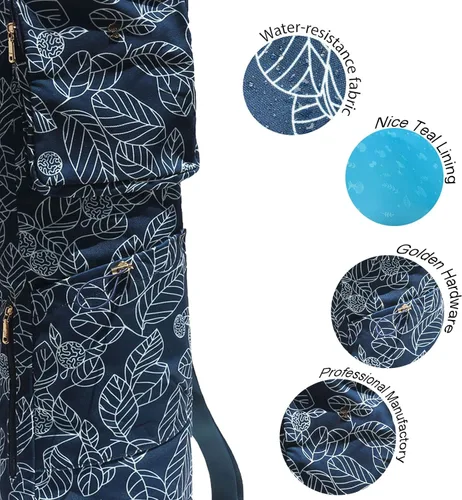 Vista 2 de ESVAN Bolsa para esterilla de yoga con múltiples bolsillos. Bolsa de transporte con cordón para esterilla de yoga, Pilates, ejercicio. Bolsa