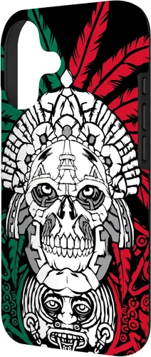 Vista 2 de Aztec Warrior Skull - Funda para iPhone 17, diseño de antepasados mexicanos