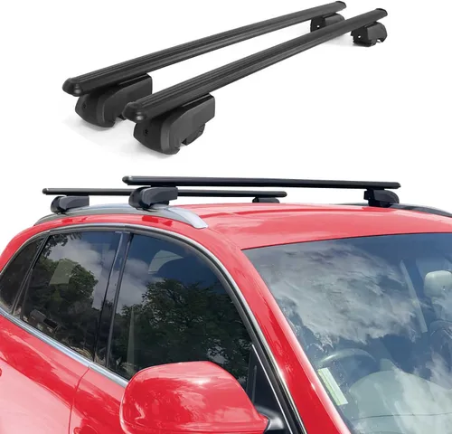 Vista 2 de OMAC Portaequipajes con cerradura para Porsche Macan 2015-2025, color negro, antirrobo, para viajes, kayak, canoa, surf, esquí, snowboard, camping