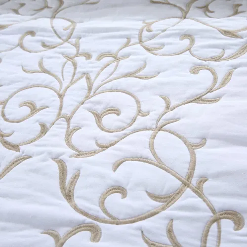 Vista 3 de mixinni Juego de 2 fundas de almohada de microfibra suave de tamaño estándar con bordado floral de color beige, 20 x 26 pulgadas