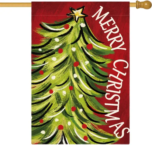 Vista 9 de AVOIN colorlife Bandera de Jardín de Feliz Navidad de 12 x 18 Pulgadas, de Doble Cara, para Navidad, Árbol de Navidad, Invierno, Vacaciones, Bandera