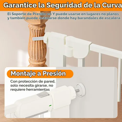 Vista 7 de Puerta magnética para bebés de 29.5 a 40.6 pulgadas para escaleras, puerta de perro montada a presión para interiores, puerta de mascotas de cierre