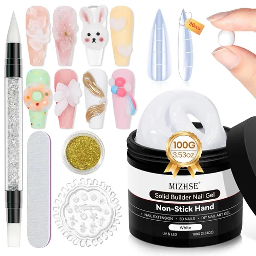 Vista 18 de MIZHSE - Gel constructor sólido para uñas, 3.53 oz, gel para esculpir 3D transparente para uñas 3.53 oz transparente