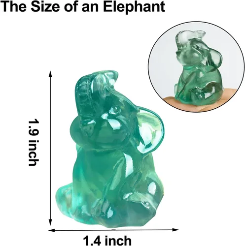 Vista 2 de Figura de elefante de fluorita tallada a mano, Feng Shui, regalo para amor, armonía, accesorios de escritorio, regalos para mujeres, adorable