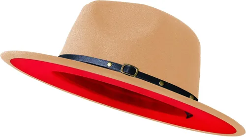 Vista 26 de Sombreros de ala ancha tipo Fedora para mujeres y hombres, sombrero de vestir de dos tonos, sombrero de fieltro tipo Panamá en dos tallas para Negro
