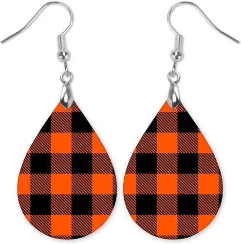 Vista 60 de Dangle Earrings for Women Colorful Dangling Drop Statement Jewelry Printed MDF Wood Teardrop Double Side Print Handmade by The Painted Pug