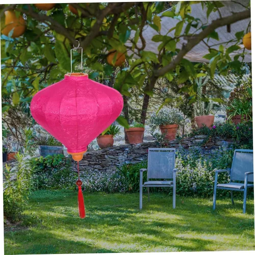 Vista 9 de Linterna colgante retro vietnamita para decoración de jardín, diseño floral tradicional para bodas, festivales, fiestas y decoración del hogar