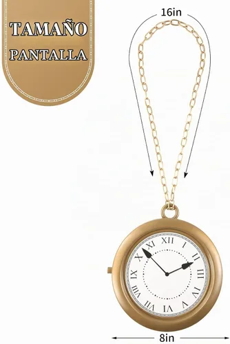 Vista 2 de Yeetec 1 collar de reloj de conejo blanco, reloj de rapero de hip-hop, collar de reloj de rapero para Halloween, accesorios de disfraz de conejo