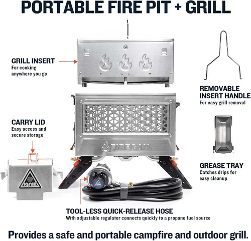 Vista 2 de Ignik FireCan Deluxe - Chimenea portátil de propano y parrilla