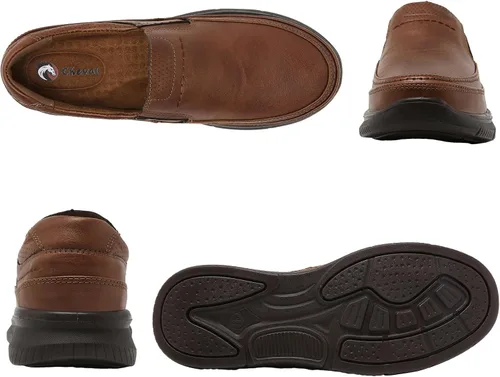 Vista 4 de Mocasines sin cordones para hombre, zapatos casuales para caminar, cómodos y ligeros para oficina, conducción y viajes