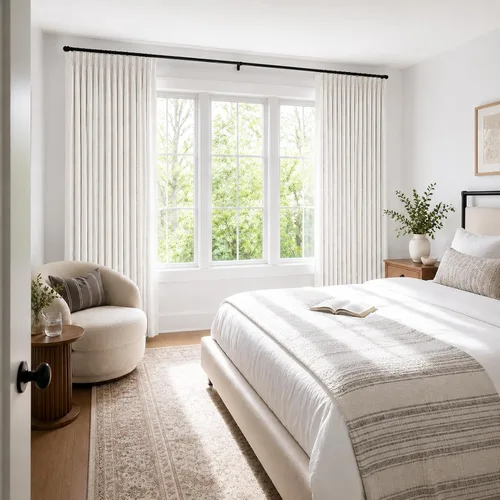 Vista 6 de Topfinel - Cortinas opacas plisadas de 96 pulgadas para dormitorio, 2 paneles Natural